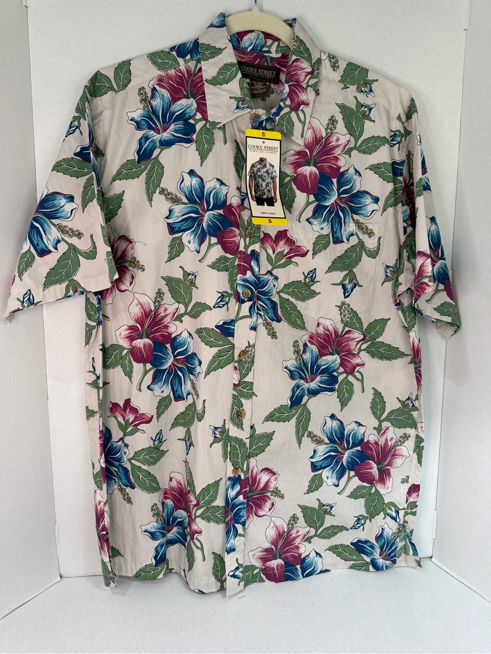 Men's Hawaiian Shirt with Blue & Pink Floral Print